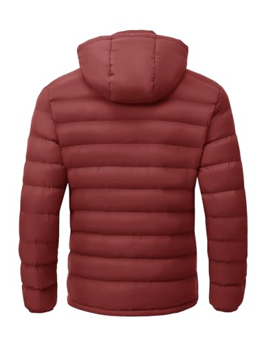 Image of TBMPOY Men's Lightweight Puffer Jackets Detachable Hood Water-Resistant Casual Winter Coat Hooded Insulated for Travel Ski