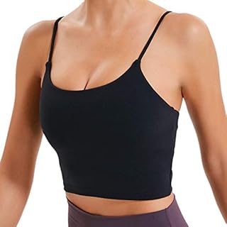 Lemedy Women Padded Sports Bra Fitness Workout Running Shirts Yoga Tank Top (M, Black)
