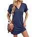 Women's Casual Nightgown Short Sleeve Solid House Dress Fashion V Neck Button Soft Cozy Sleepwear Loungewear 2026 Navy