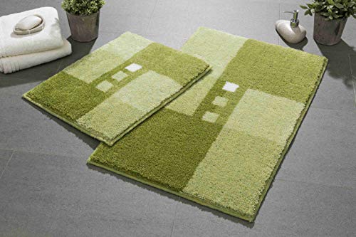 Linea Due bath rug, ultra soft and absorbent, anti slip, MERKUR, 2 pcs set 2 SET, green