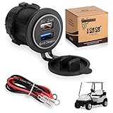 10L0L Universal Quick Charge 3.0 Dual USB Charger Socket for Car Truck Golf Cart UTV ATV Boat,...