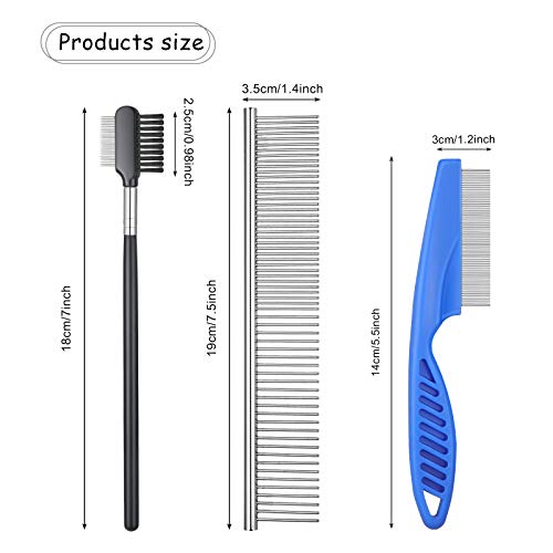 5 Pieces Dog Flea Comb Double-Sided Dog Eye Comb Pet Tear Stain Remover Comb Pet Grooming Comb with Storage Pouch for… - Image 3