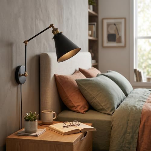 Aplique de pared brazo oscilante ajustable Haofy lámpara lectura cama 7