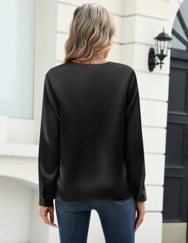 Zeagoo Women Satin Blouse Silk Long Sleeve Top Casual Dressy Work Shirts - image 5