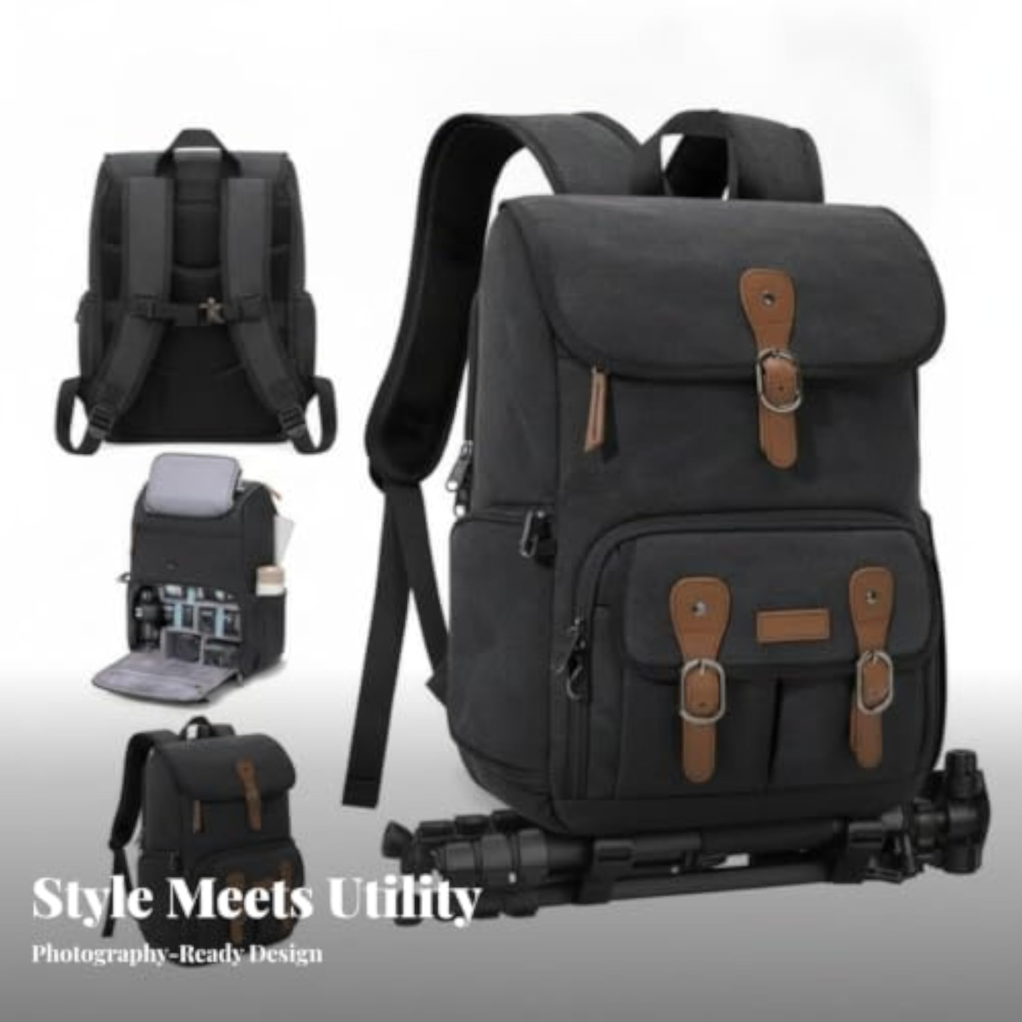 Canvas Camera Bag Backpack, Anti-Theft Design