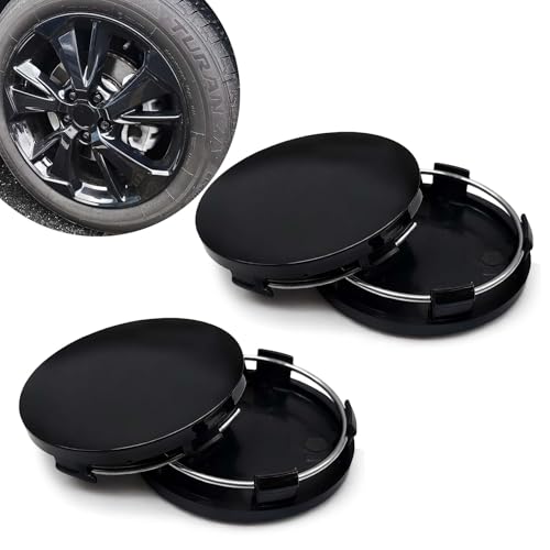 Lxsloet 4PCS Car Wheel Center Caps, Center Caps for Rims, ABS Snap-in Vehicle Wheel Hub Cover, OD 60MM/2.36In ID 56MM/2.2In Modified Car Rim Cover Replacements for Most SUV Sedan Truck (Black)