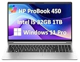 HP ProBook 450 G10 Business Laptop (15.6' FHD Anti-Glare, Intel 10-Core i5-1334U, 32GB RAM, 1TB SSD, (Beats i7-1255U)) Backlit KB, Webcam, Ethernet, Wi-Fi 6E, Win 11 Pro w/ AI Copilot, Silver