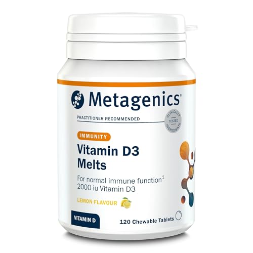 Metagenics Vitamin D3 2000iu Chewable Lemon Melts - Adults & Children Over 6 - Immune Support, Normal Bones, Muscle Function - 120 Tablets