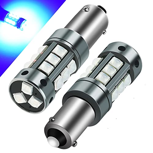 Image of YEORO 2pcs AC/DC 9-36V BA9S LED Bulbs White,600LM BA9 BA9S 53 57 1895 64111LED Car Ligh Bulbs Super Bright 3030 18-SMD Chips for Car Interior Dome Map License Plate Glove Box Light. (H6W/BAX9S, Blue)