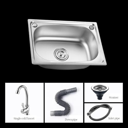 TAIYANYU Small Kitchen Sink, Single Bowl Stainless Steel Sink for Undermount and Flushmount Intallation Reversible Drainer with Waste Pipes Clips (Color : Silver, Size : A(37x32cm)