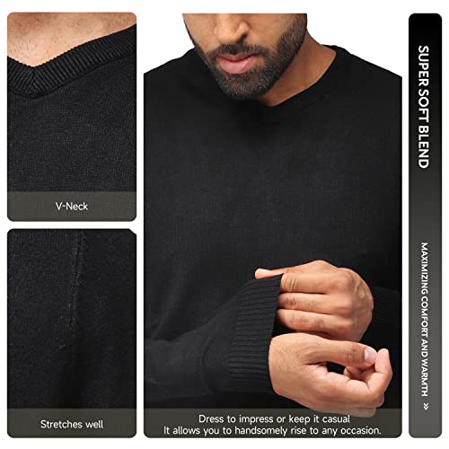 X Ray V Neck Sweater Men Regular And Big & Tall | Middleweight Soft Mens V Neck Sweater Slim Fit, Black, Large #TOP2