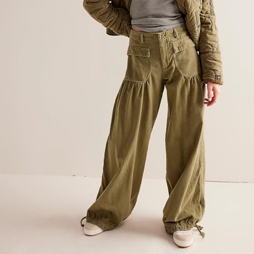 Women Low Waisted Cargo Jean Lotus Tube Wide Leg Denim Casual Baggy Pants Ruffle Trousers Y2k Barrel Jeans3
