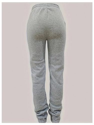 GORGLITTER Women's Stacked Baggy Sweatpants Y2K Drawstring Waist Flared Jogger Pants4