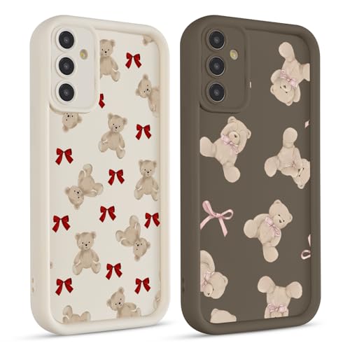 lioscre 2 Pack Cute Coquette Bow Phone Case for Samsung Galaxy A16 5G 6.7', Aesthetic Bear Pink Ribbon Bowknot Pattern Print Design Women Girls Case Soft Slim Shockproof TPU Protective Funda Cover
