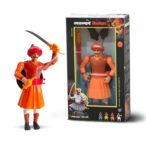 Image of Swarajyache Shiledar - The True Super Hero - 6 Inch Tall Action Figure with Accessories (Pant Pratinidhi, Orange)