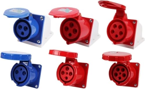 1pc Industrial Plug 32A Seat Waterproof 380V Three-Phase Four-Wire Exposed Socket for Applications(1355 Hole 63a Solid)