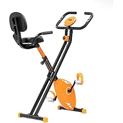 Bicicleta Estatica Plegable CITYSPORTS Bicicleta Estática Plegable con Respaldo, Bicicleta para Ejercicios Profesional con 8 Niveles de Resistencia, Monitor de Pantalla LCD con Sensor de Frecuencia Cardíaca, D1-1 (CS01)