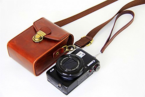 Bolinus Digital Camera Cover Case Bag With Shoulder Strap For Canon Powershot G7X Mark Ii G1X2 G15 G16 G1X Sx700 Sx520 Sx530 Sx170 G10 G11 G12 -Coffee #TOP2
