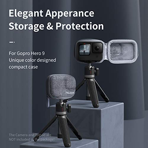 TELESIN-Small-Carry-Case-for-GoPro-Hero-11-Hero-10-Hero-9-9-Black-Pocket-Size-Protective-Case-Travel-Bag-With-Half-Open-Zipper-Supports-Connecting-with-Go-Pro-10-9-Selfie-Stick-and-Tripod-Accessories