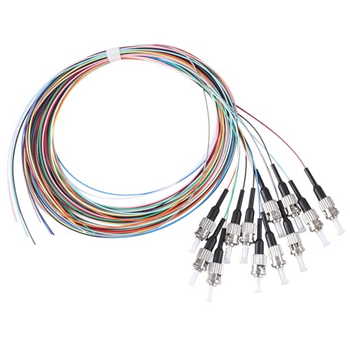 Eardion - Eardion ST/UPC Fiber Optic Pigtail, 1.5 Meter 12 Strand ST-UPC SingleMode 9/125 Fiber Pigtail, Color Coded Fiber Optic Pigtail Strand Multimode ST/UPC-0.9mm for Networks Communication System
