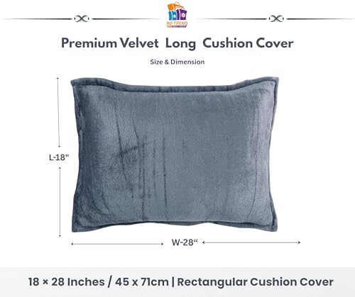 Image of RD TREND Velvet 250 GSM Rectangular 18x 28 Inches Cushion Covers Set of 2 | Throw Pillow Covers for Sofa, Bed & Living Room | Perfect for Home Decor Solid Grey