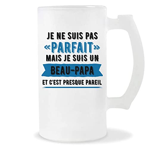 Planetee Chope de bière Beau-Papa Parfait | Verre à Bière Pinte 50 cl Cadeau famille original et drôle