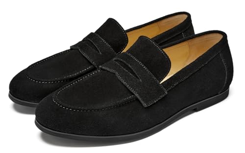 Image of Journey West Men's Suede Leather Belgian Loafers for Men Slip-on Casual Penny Casual Loafers