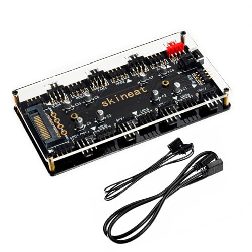 Image of ARGB and PWM hub12V 4Pin PWM & 5V 3Pin ARGB with SATA Power 2-in-1 Hub 8 Way Sync CPU Cooling Chassis Fan Hub Addressable RGB Lighting for Extended Motherboard Interface (12V 4pin (2-in-1))