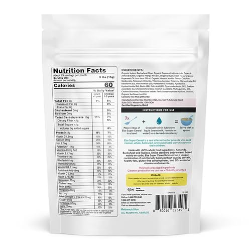 Else Nutrition Super Cereal For Babies 6 mo+, Baby Cereal with Real Whole Plants, Nutritionally Balanced meal, with gluten free carbs and plant protein (Mango, 1 Pack) - Thumbnail 2