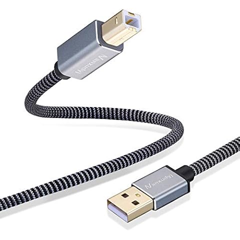 Nanxudyj Printer Cable 10ft,USB Printer Cable USB 2.0 Type A Male to B Male Braid Cable Scanner Cord High Speed Printer Cable Compatible with HP, Canon, Dell, Epson, Lexmark, Xerox, Samsung and More Cover