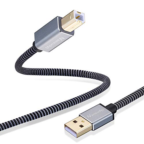 Nanxudyj Printer Cable 3FT, USB Printer Nylon Braid Cord 2.0 Type A Male to B Male Cables Scanner Cord High Speed Compatible with HP, Canon, Dell, Epson, Lexmark, Xerox, Samsung and More
