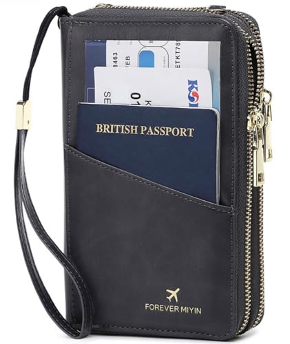 NQQNQQ US-B Passport Wallet, RFID Blocking Passport Holder Large Capacity, Lightweight PU Document Organizer for Women (Gray) - image 1