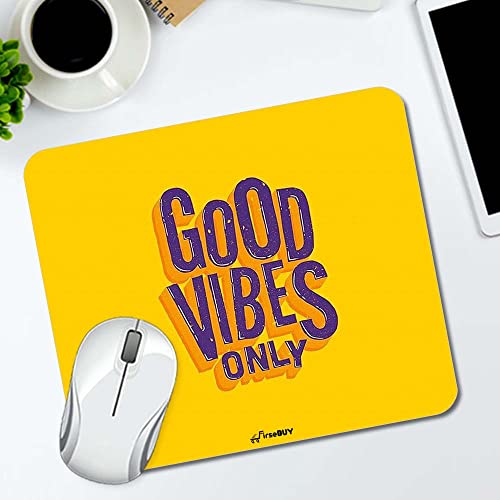Image of Rectangle Mouse Pad, Anti Slip Rubber Good Vibes Only Motivational Mousepads Desktops Gaming Mouse Mat Customized Designed for Home and Office, 8.6 X 7.08 Inches
