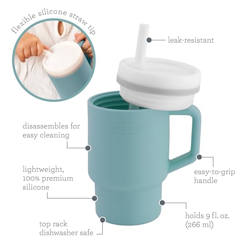 Image of Infantino My 1st Tumbler 266 ml Silicone Straw Cup - Moody Blue, Leak-Resistant, Lightweight Premium Silicone, Fits Stroller & Car Seat Cup Holders