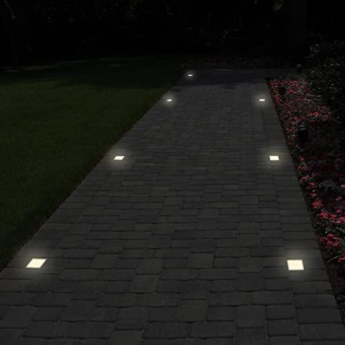 Image of LUMENGY Paver Light 4x4 Inch (3.93x3.93), 5000K Daylight, Glare-Free Brick Lighting for Driveways, Walkways, Pool Decks and Patios, 12V Hardwired, IP67 Waterproof, Drive-Over Rated