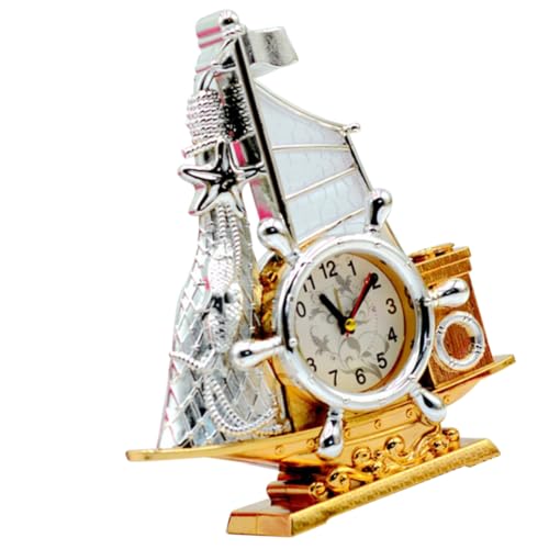Amosfun Orologio Da Tavolo Plastica Forma Di Nave Con Funzione Sveglia Decorazione Per Casa e Ufficio Come Per Occasioni Speciali