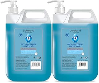 Lakeland Cosmetics antibacterial soap hand wash - 5L Litre With Pump - fragranced anti-bacterial liquid soap hand wash, made in UK (Pack of 2)
