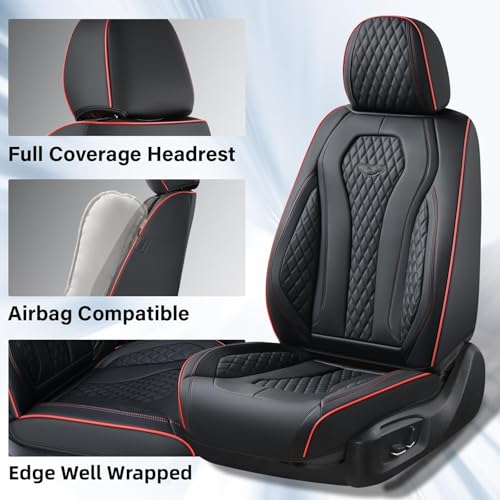 Image of Coverado Automotive Seat Covers, Leather Seat Covers Front Seat, Black Car Seat Covers, Luxury Car Seat Covers, Seat Cushion, Front Driver Seat Covers, Car Seat Protector Universal Fit Most Cars