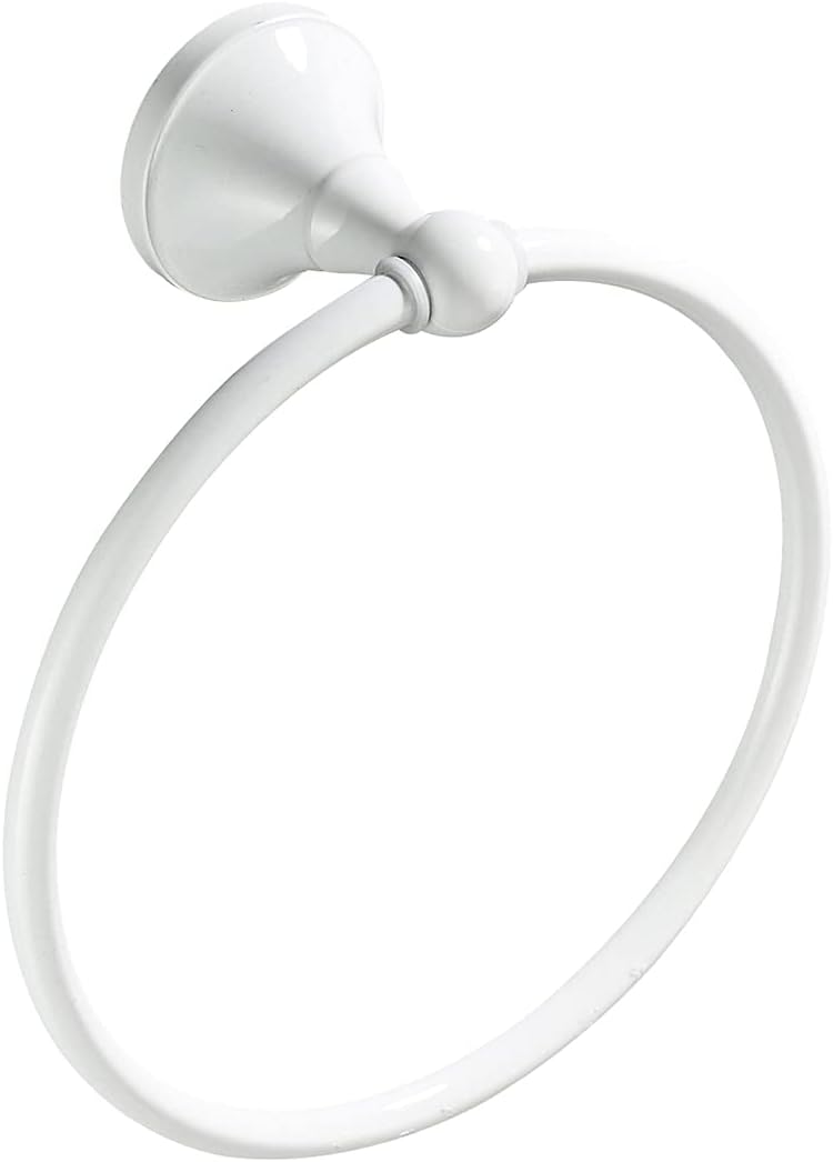 LSLYTQ White Round Towel Ring, Bathroom Round Antique Brushed Old Towel Rack, Towel Hanging Ring