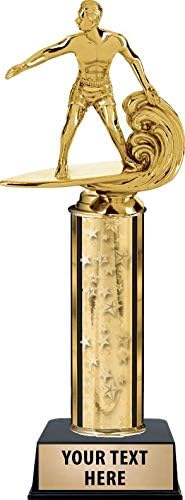 Crown Awards Surfer Male Trophies, Gold Stars Surfer Male Trophy with Custom Engraving Prime