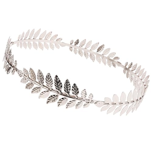 Tihebax Corona de laurel, corona de emperador romano, diadema de hoja dorada, tocado de diosa, corona griega para hombre, Metal
