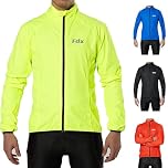 Fdx Men’s Cycling Jacket - Waterproof Lightweight Breathable MTB Cycle Rain Tops - High Visibility Full Sleeves Taped Seams Reflective Jersey - Windproof Coat for Running, Bike Racing(Yellow, X-Large)