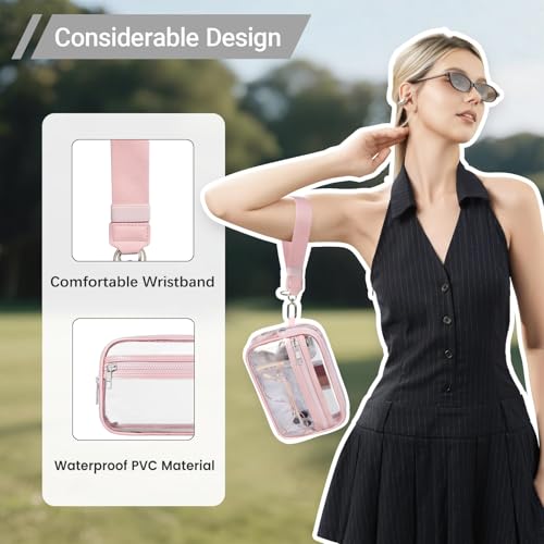 Image of Clear Wristlet Stadium Approved Clear Bag Wallet Transparent Purse for Concerts Sports Events