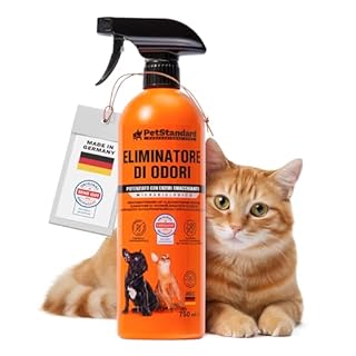 Petstandard Detergente Enzimatico – Potente Elimina Odori & Smacchiatore per urina di cane e gatto, feci, vomito – sicuro per animali e ambiente – Made In Germany – 750ml
