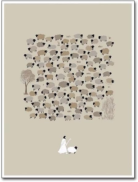 Miniatura 6 de UYMHUKZ Póster de decoración de pared de la Biblia curativa de Jesús cristiano, parábola de las ovejas perdidas, imágenes de Dios Jesús, cristiano,