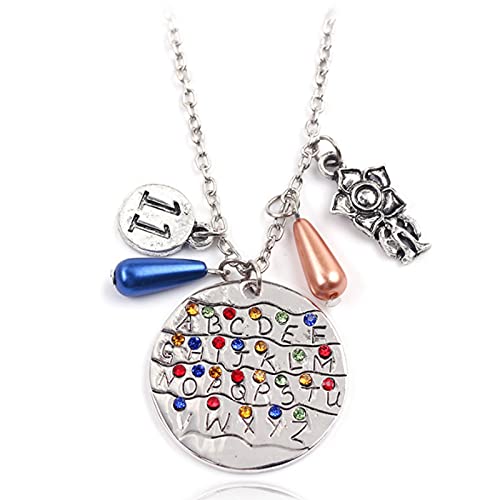 JUAEYIDDS Collar de 26 letras redondas con colgante de moneda