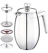 Easyworkz Nando French Press dubbelväggisolerad kaffebryggare, kaffebryggare i rostfritt stål, 35...