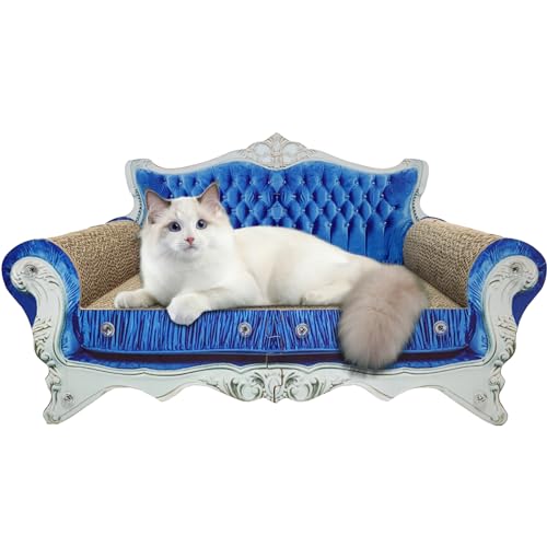 INRLKIT Luxury Cardboard Cat Scratcher Sofa Bed, Couch Shaped Cat Scratching Board, Scratch Lounge...