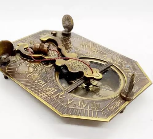 Reloj de sol Gilbert de latón antiguo con péndulo, regalo exclusivo de colección