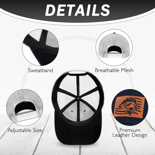 Image of Fishing Hat Fishing Gifts for Men, Bass Fish Flag Hats, Fishing Gear Accessories Stuff, Adjustable Fishing Trucker Hat